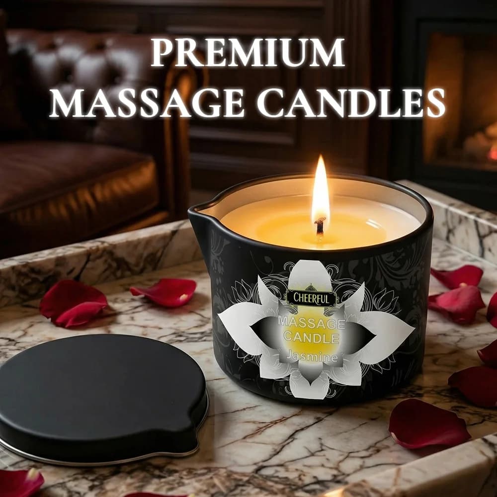 Bougie de massage au jasmin, bougie de massage parfumée en cire de soja naturelle pour massage corporel, bougie d'aromathérapie pour soins spa à domicile, cadeau
