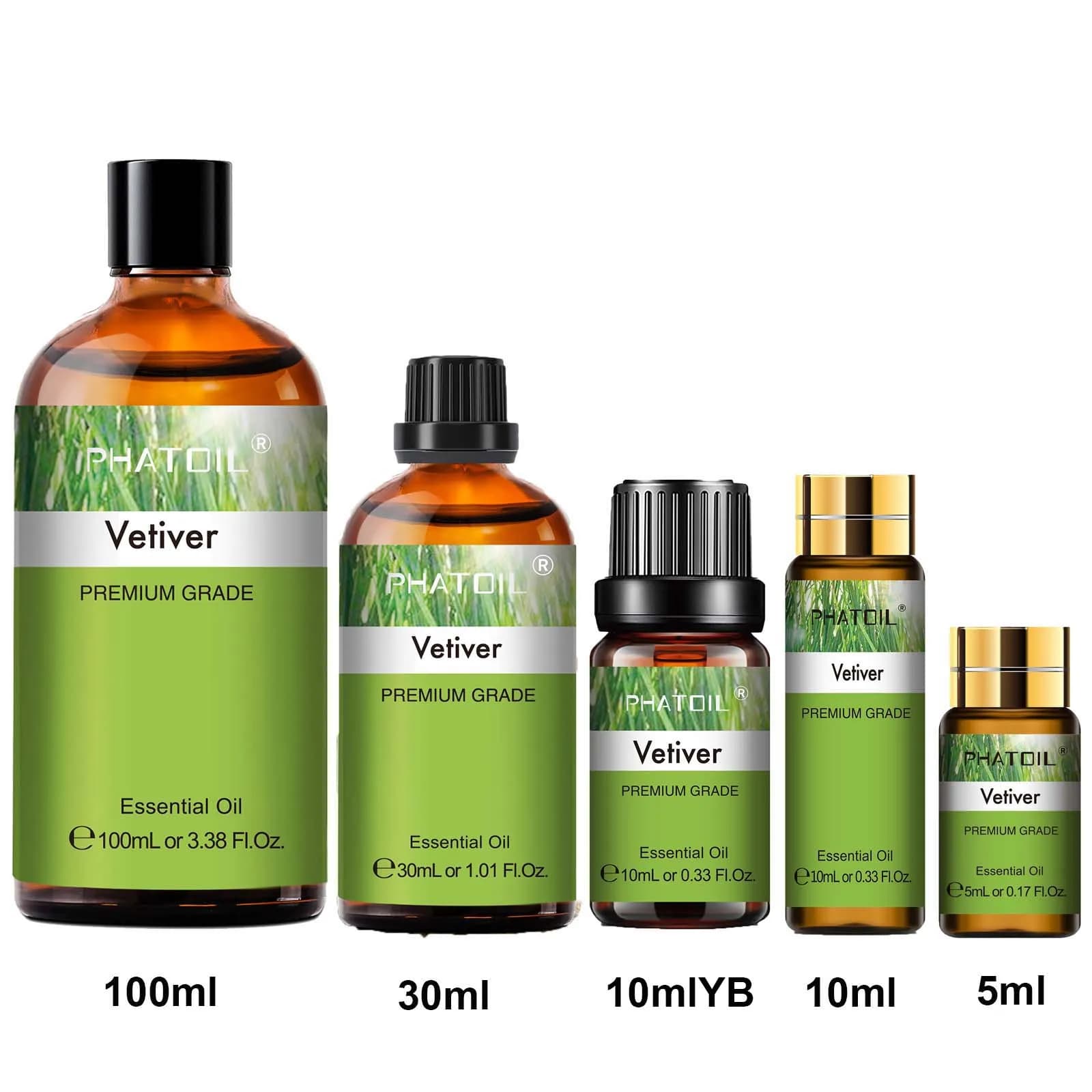 PHATOIL 1 pièces huile essentielle vétériver pour la fabrication de bougies d'aromathérapie 5ml/10ml/30ml/100ml huiles essentielles d'arôme végétal naturel