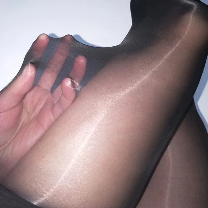 Collants pour femmes, effet brillant à haute teneur en huile, ultra-élastiques, transparents, style pantalon court