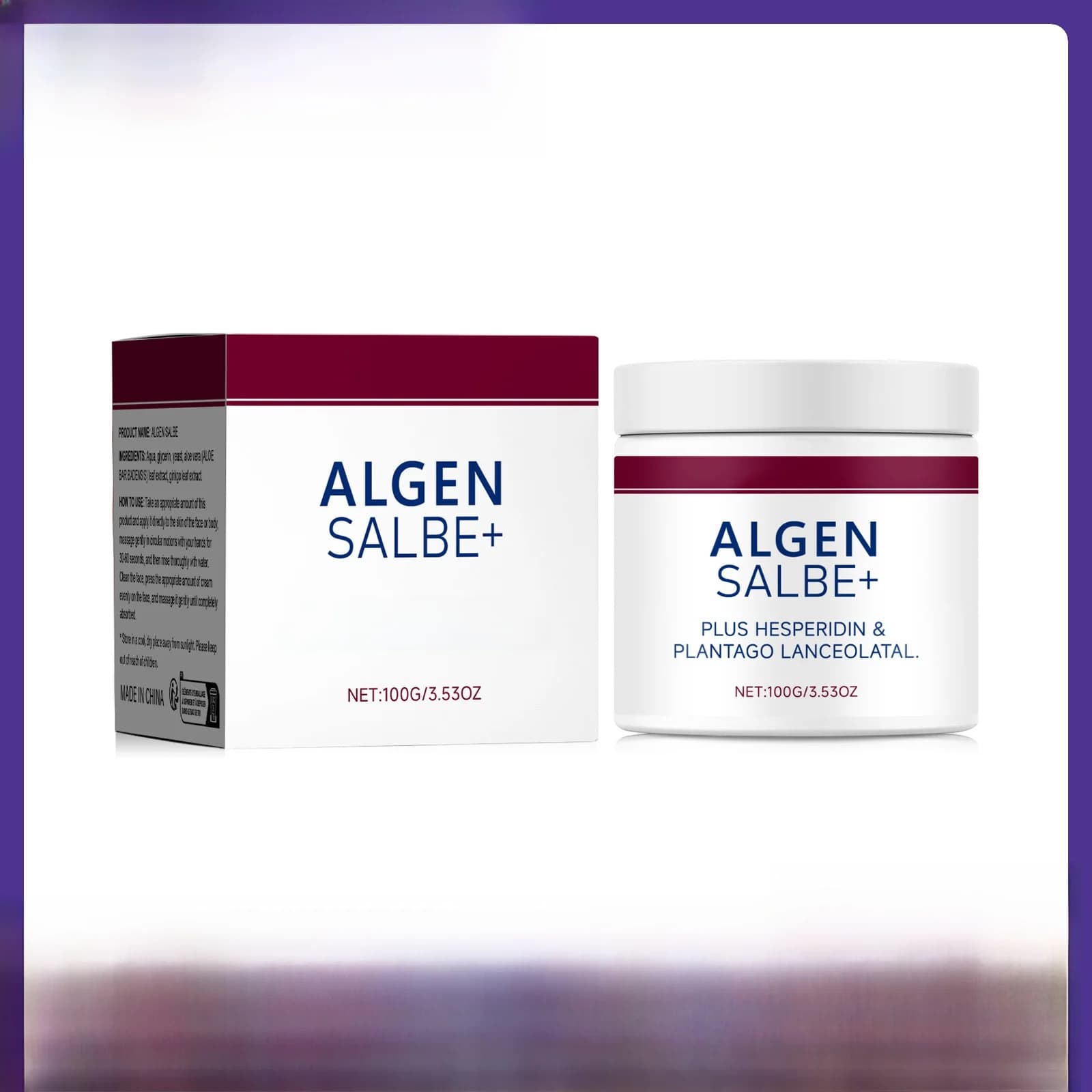 Crème Réparatrice Apaisante pour Veines 100g – Soulagement des Varices, des Gonflements et des Bosses Douloureuses des Jambes – Sans Étiquette – Couverture Externe Incluse