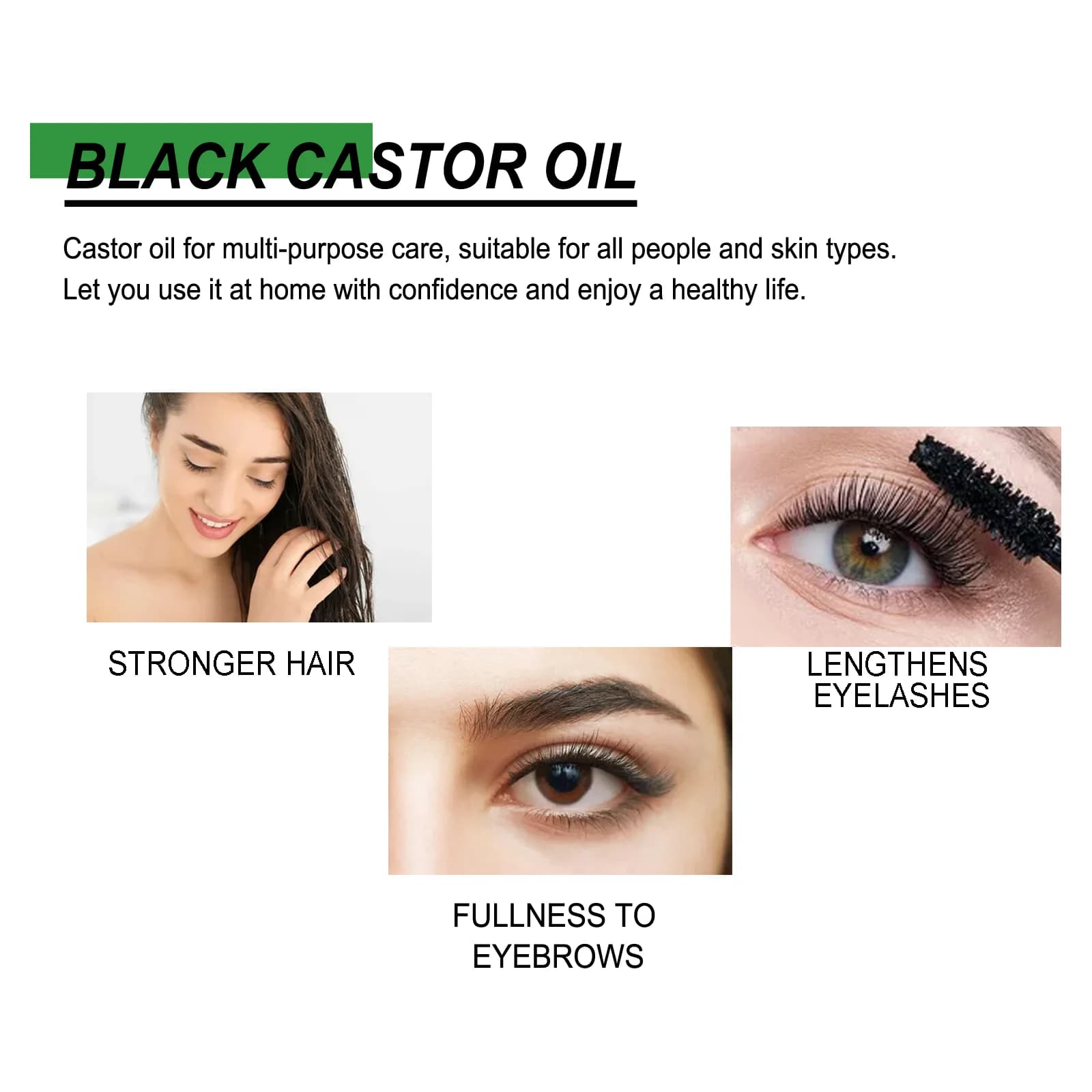 Huile de ricin noire pour la croissance des cheveux, des sourcils et des cils, traitement du cuir chevelu, anti-chute, renforcement, réparation, produits nourrissants pour les soins des cheveux
