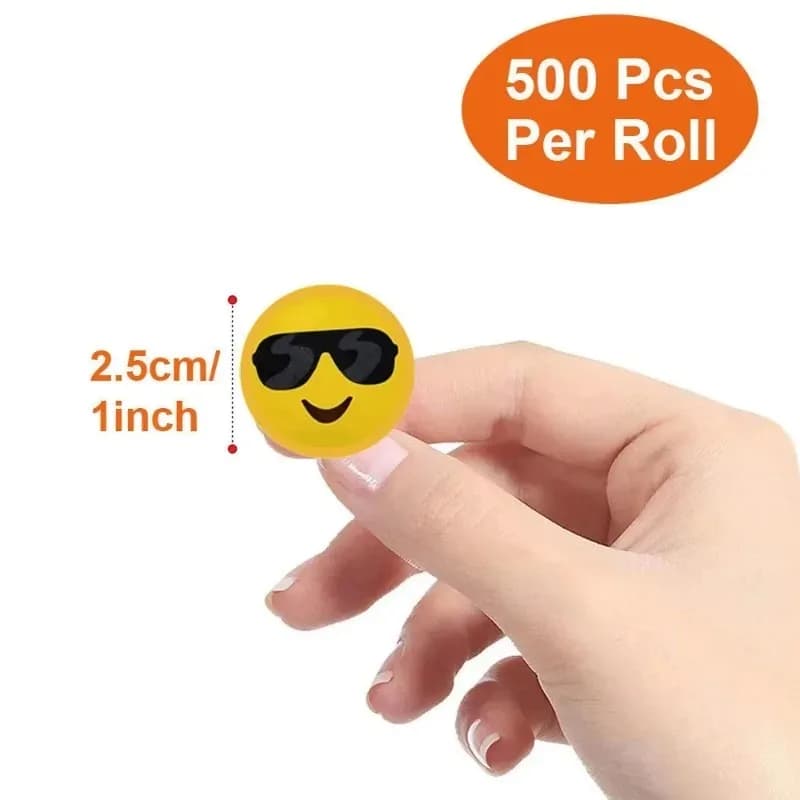 1/2 rouleau de stickers emoji souriants, autocollants inspirants pour enfants, emballage extérieur créatif mignon et amusant, autocollant cadeau