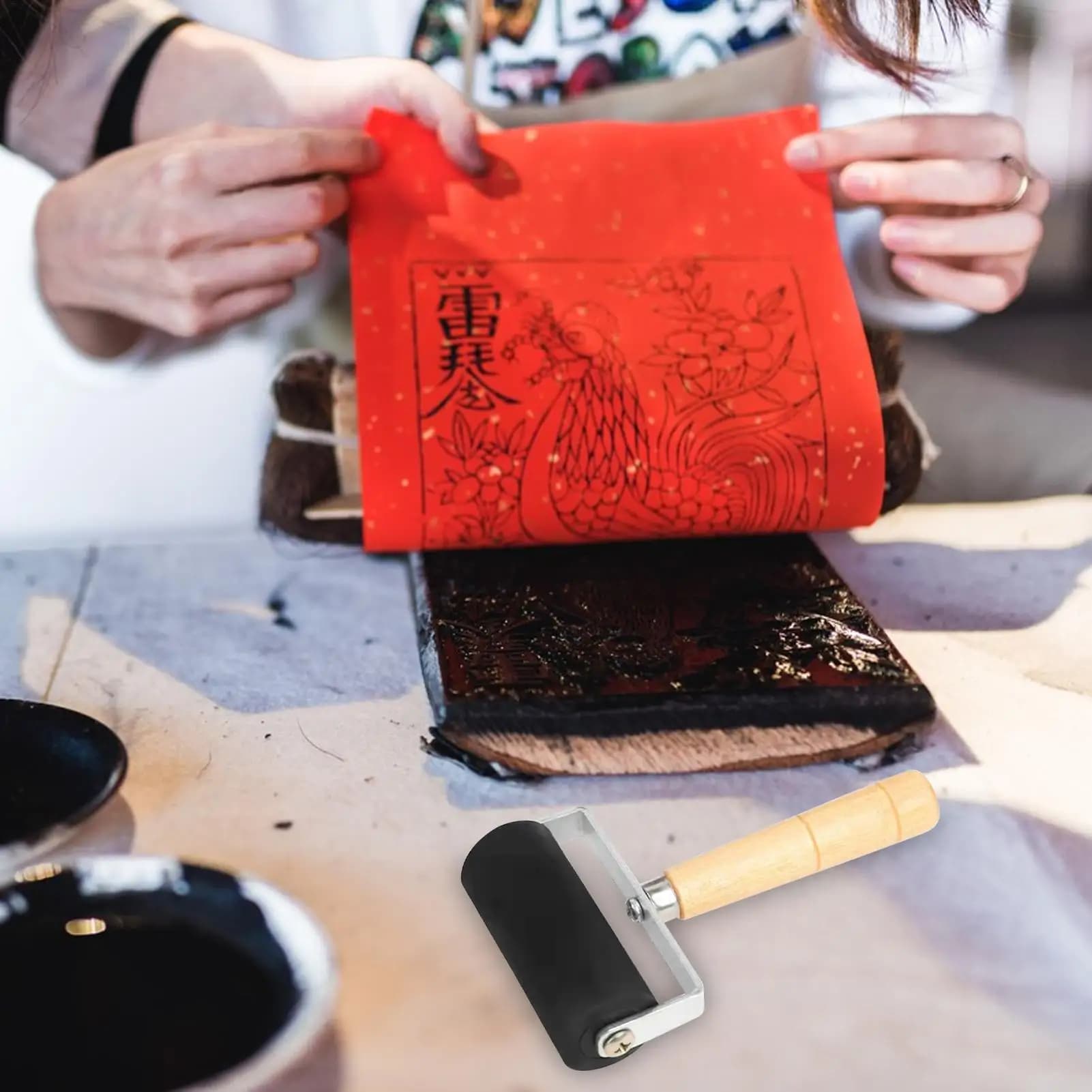 Rouleau professionnel en caoutchouc pour artisanat, peinture à l'encre, gravure, projets artistiques, outil de tamponnage à l'encre, rouleau de peinture