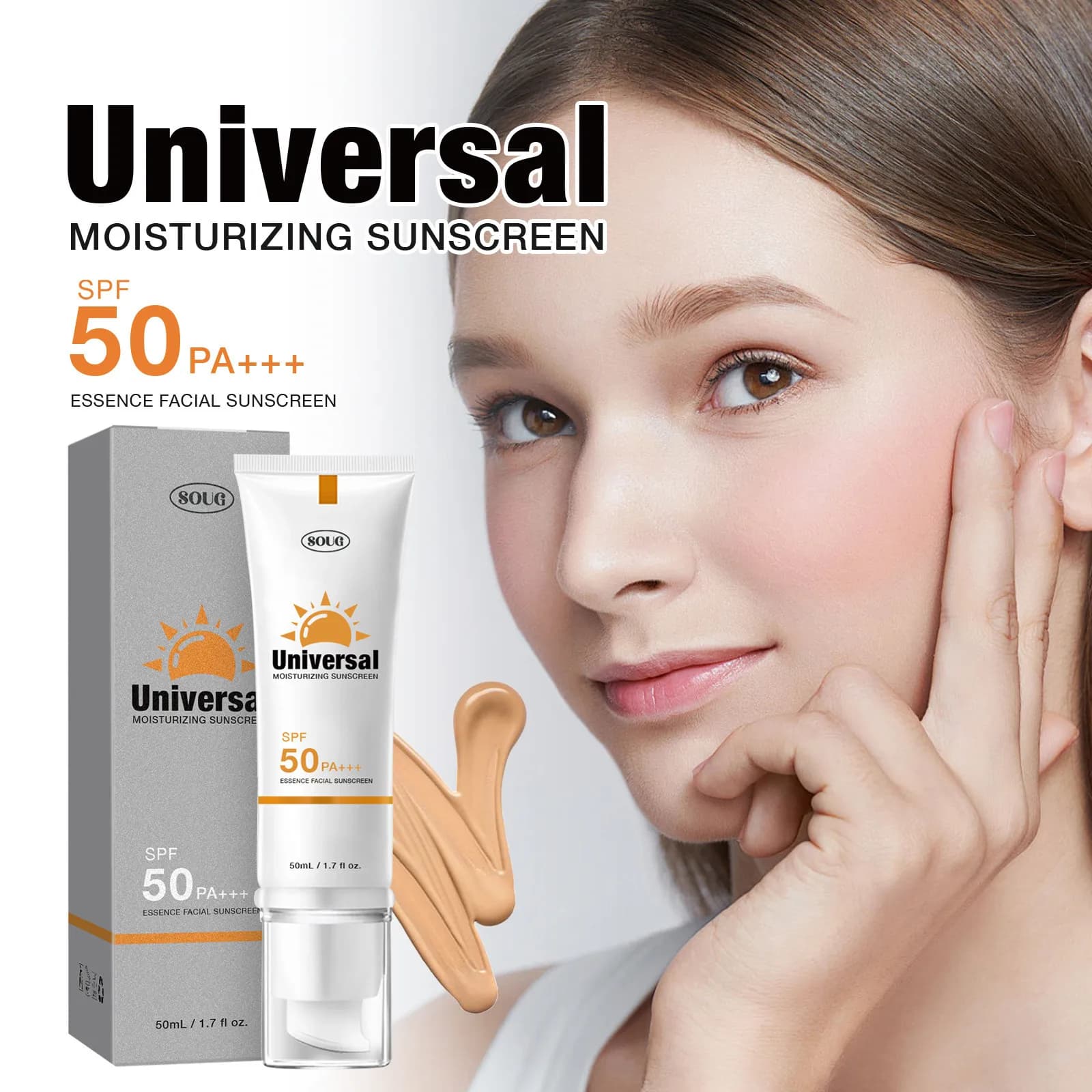 Crème solaire teintée SPF50, hydratante, Protection de la peau, maquillage rafraîchissant, résistante aux UV, imperméable et durable