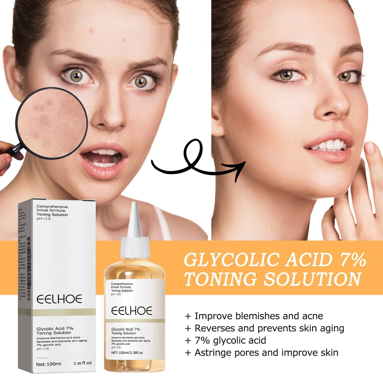 Solution tonifiante à l'acide glycolique 7%