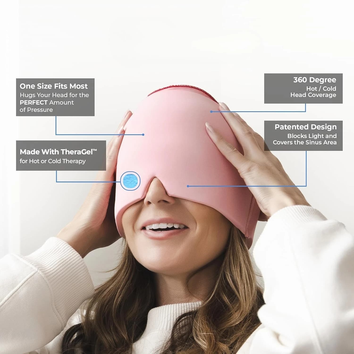 Lot de 2 Bonnets de Soulagement pour Migraine, Chapeau de Thérapie Chaud & Froid, Bandeau Rafraîchissant en Gel, Masque de Glace pour Maux de Tête