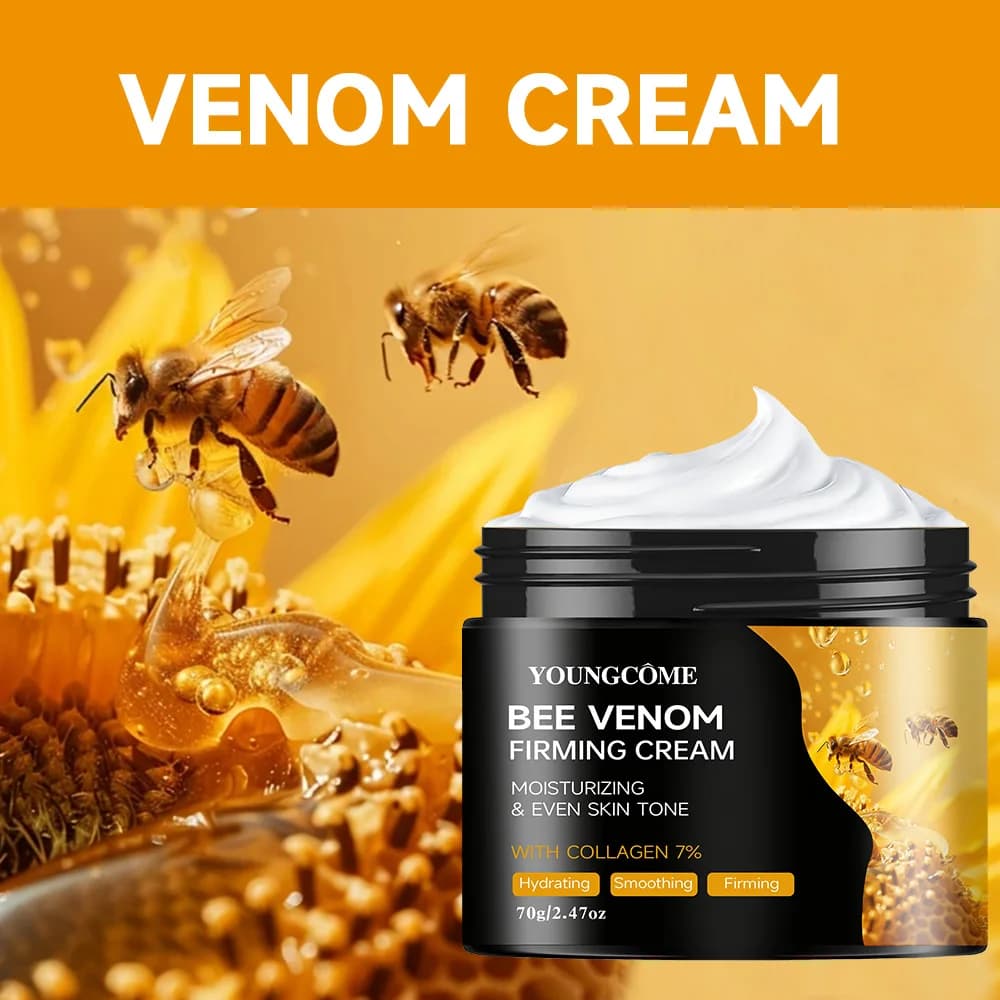 Crème Premium au Venin d'Abeille Visage et Cou – Boost de Collagène, Raffermissante, Liftante, Hydratante Naturelle, Non Grasse, Soin Doux et Amélioré