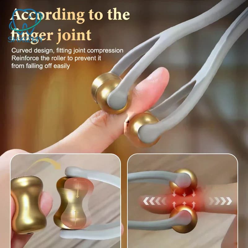 Massage des doigts rouleau à double rangée conception de rouleau en laiton utilisation facile soulager la Fatigue des doigts favoriser le sang outil de Massage des doigts Portable