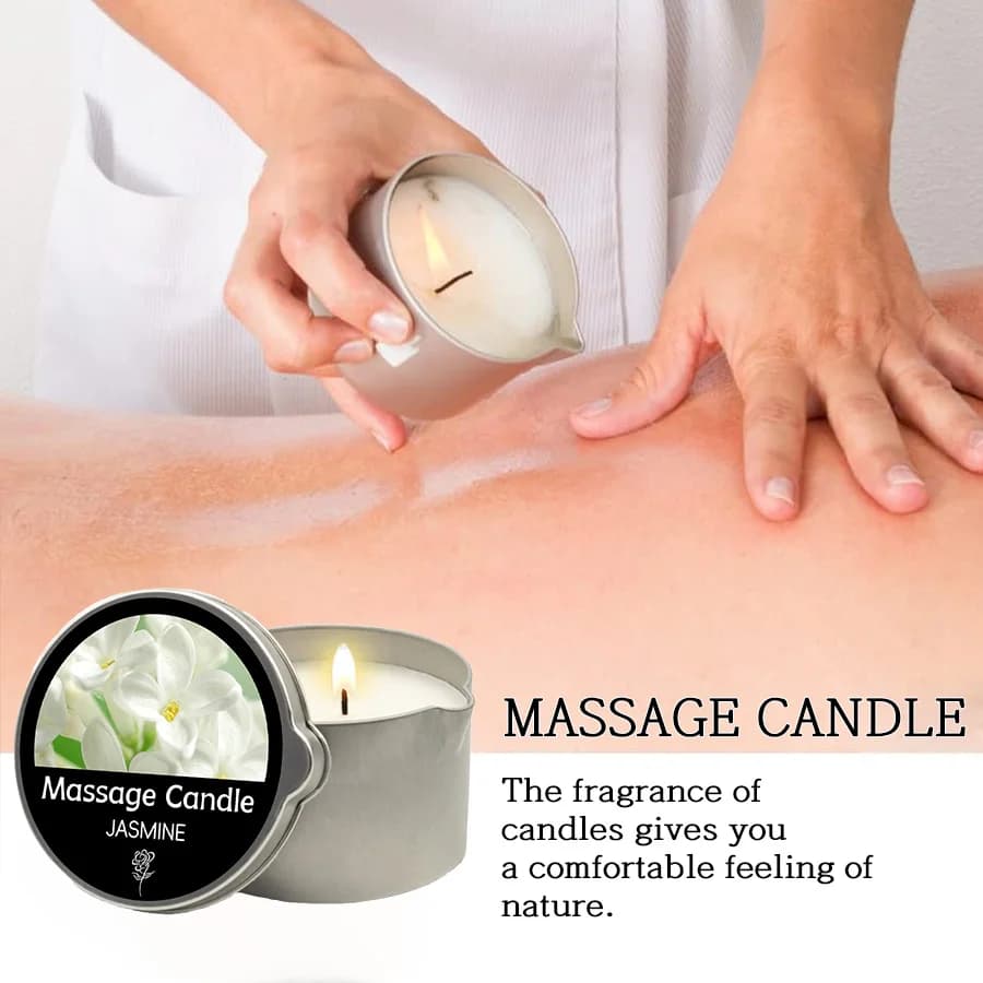 Bougie de Massage-huile essentielle- Six parfums différents, 1oz/2oz fonde dans l'huile de Massage chaude-bougie de Massage Sensuelle, bec verseur