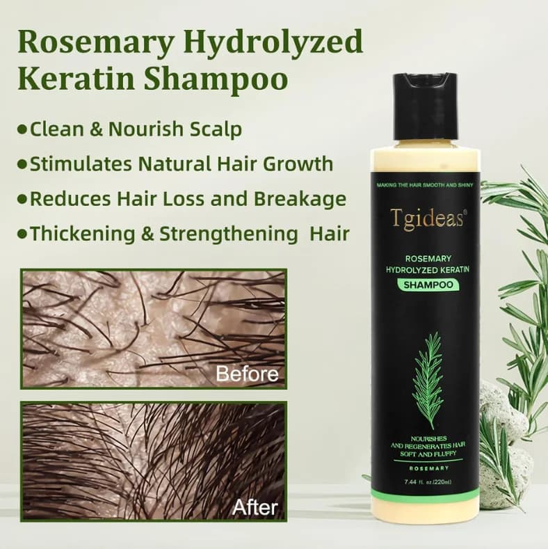 Shampooing bio à la rosemary Tgideas, kératine hydrolysée, nourrit le cuir chevelu, réduit la chute des cheveux, shampooing unisexe pour cheveux secs et fragiles