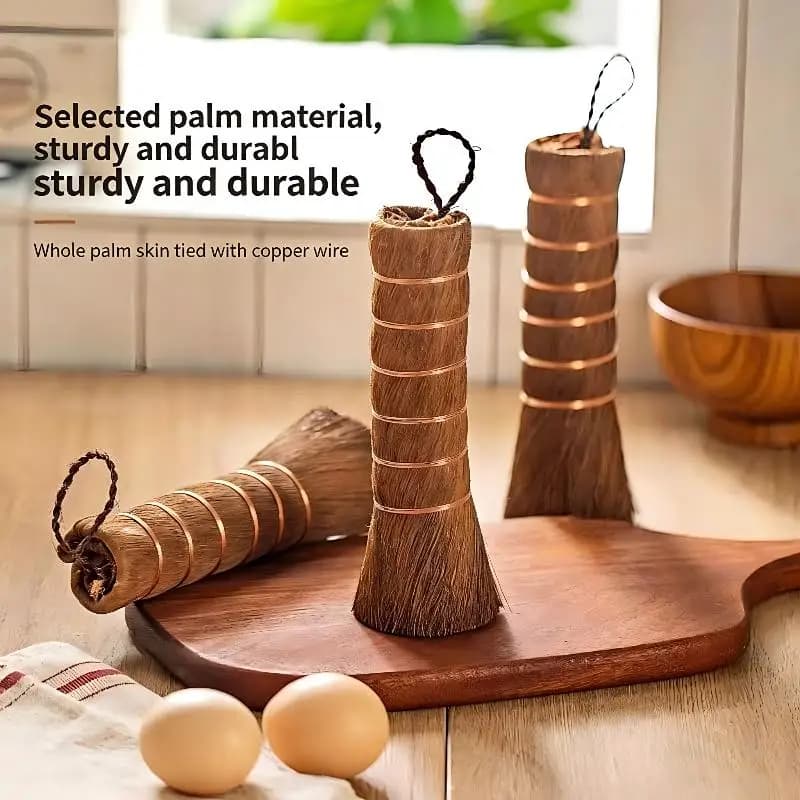 Essentiel de cuisine écologique - Brosse à vaisselle en fibre de palme naturelle - Parfaite pour les ustensiles de cuisine délicats et le nettoyage quotidien durable