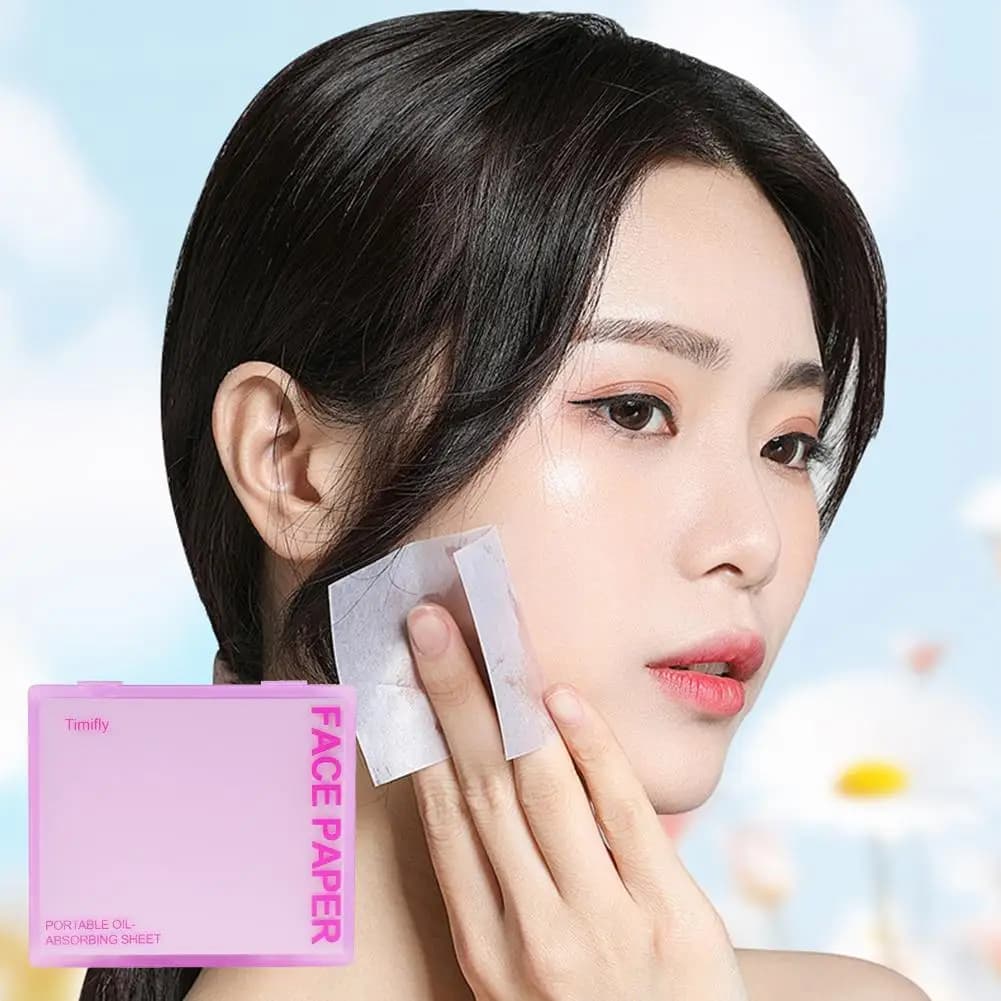 100 pièces papier absorbant l'huile Portable avec étui miroir femmes soins du visage beauté