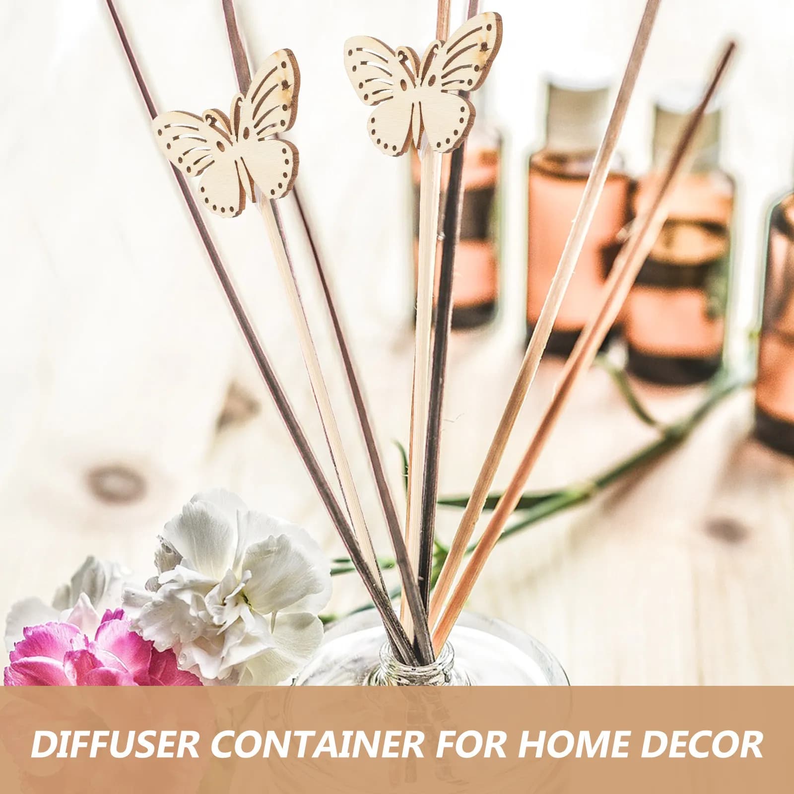 Lot de 10 bâtonnets diffuseurs papillon en bois pour huiles essentielles