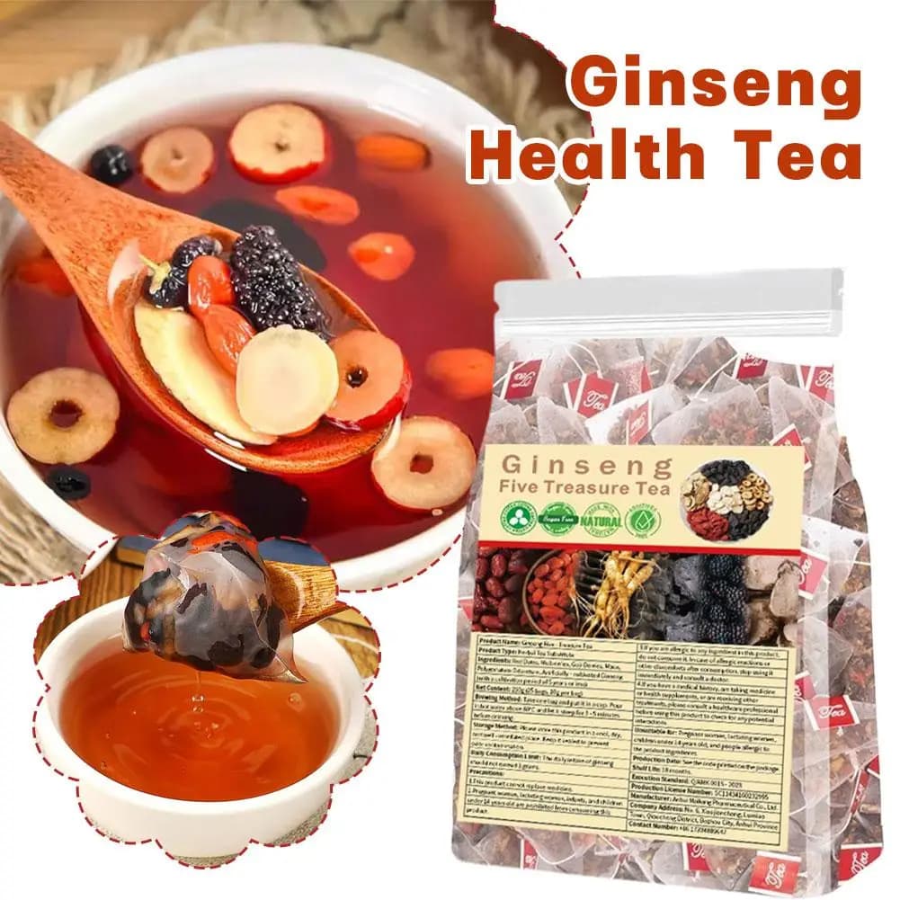 Thé de santé aux herbes chinoises Ginseng Cinq Trésors 6 ingrédients pour hommes et femmes, détoxifiant les reins, soin nettoyant naturel