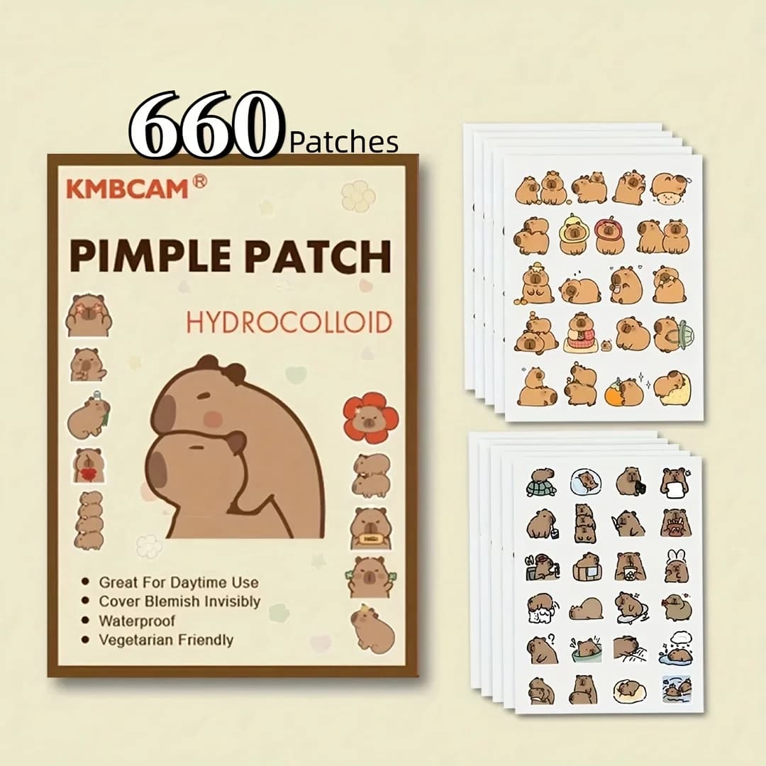 Patchs anti-boutons en forme de capybara, pour le visage - Sans parfum, sans parabène - Unisexe, convient à tous les types de peau, pour adultes.