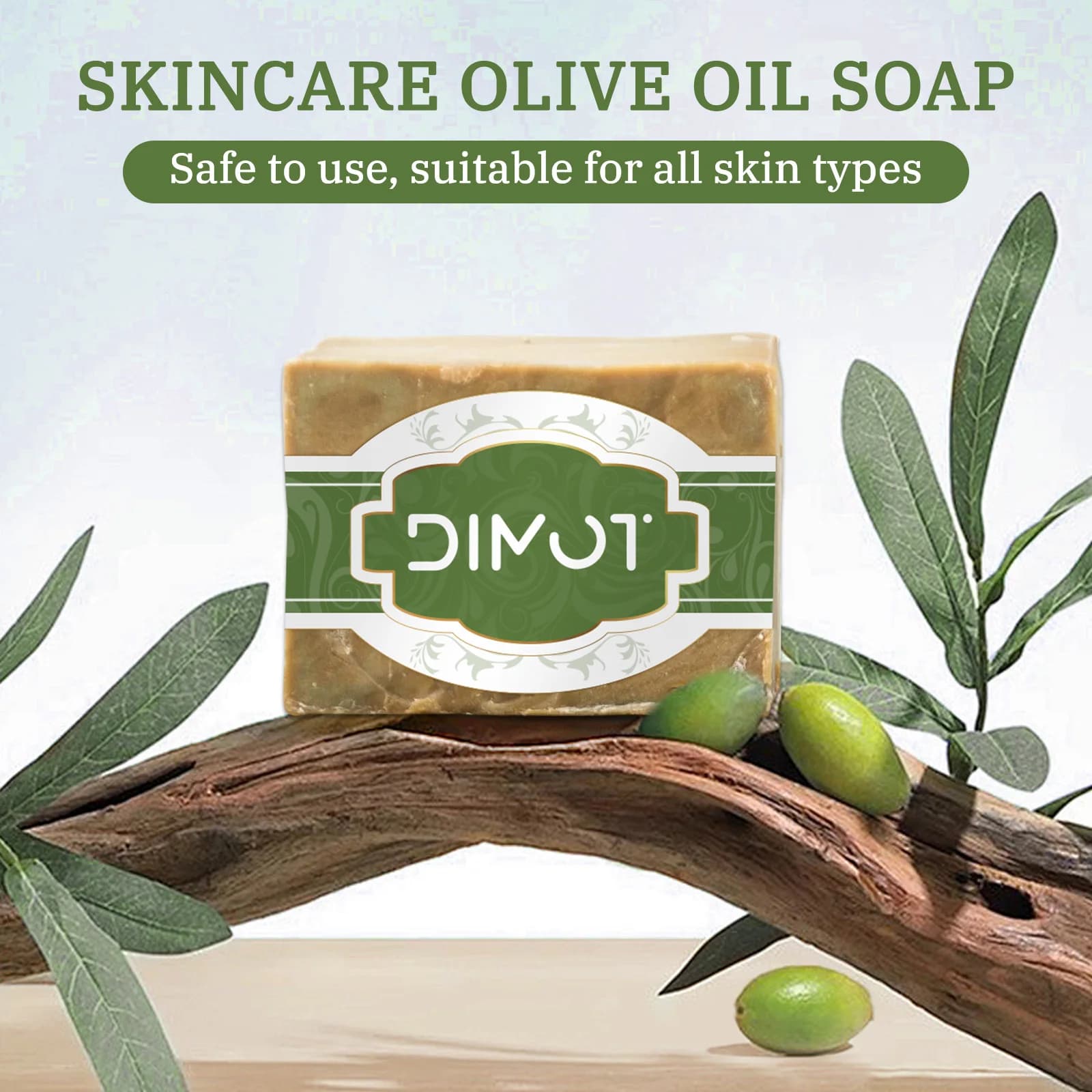 Barre de savon douce à l'huile d'olive et de laurier 200g - Fait main, Naturel pour le visage, le corps et les mains, Nettoyage à base de plantes, tous types de peau
