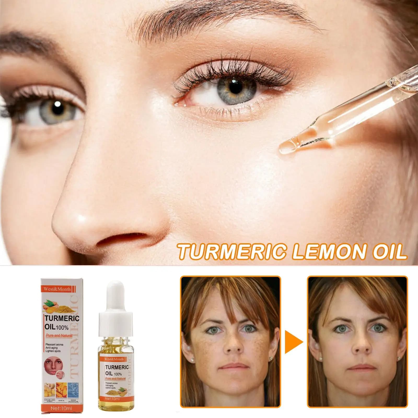 Sérum pour le visage essentiel au curcuma, hydratation en profondeur, Anti-âge, améliore l'élasticité de la peau, Lotion pour le soin de la peau