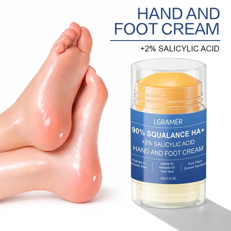 Crème pour les pieds à 90 % de squalane et 2 % d'acide salicylique, crème hydratante pour les mains et les pieds, pour peaux sèches, renforce et améliore la sécheresse et la rugosité