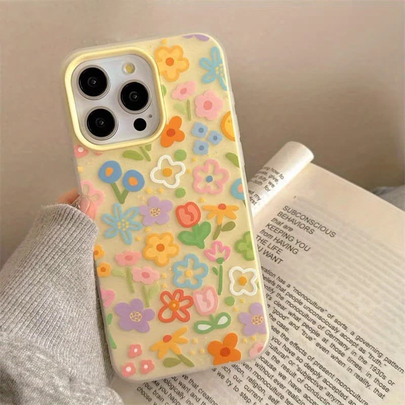 Coque de téléphone avec motif floral et peinture à l'huile