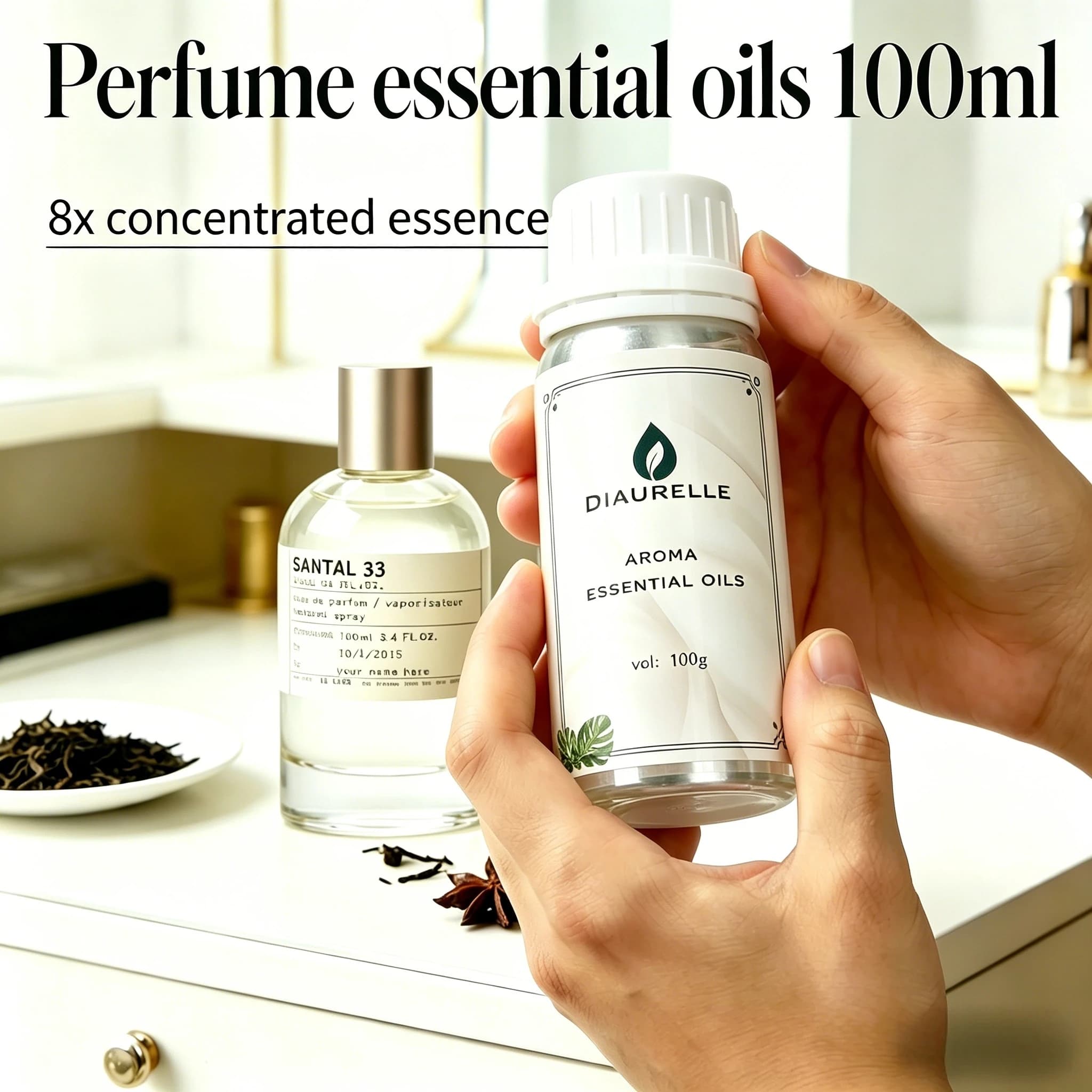 Diaurelle 100 ml d'huile de parfum longue durée pour diffuseur – Désodorisant pour maison et hôtel – Arôme fort et rafraîchissant