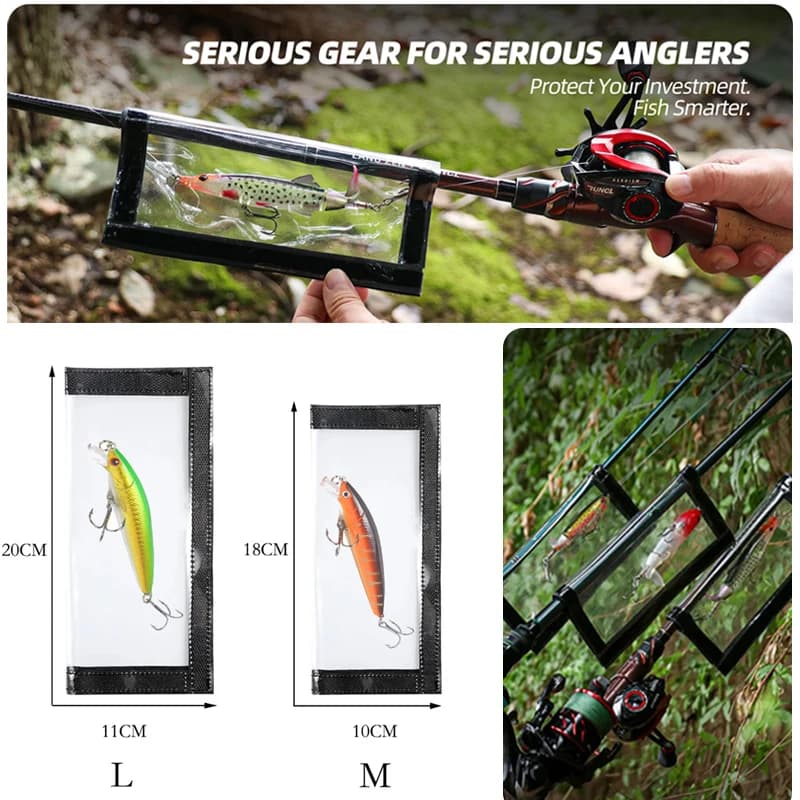Ensemble de 4 protections pour leurres de pêche enroulables en PVC transparent pour canne à pêche, protège-hameçons et leurres pour eau salée