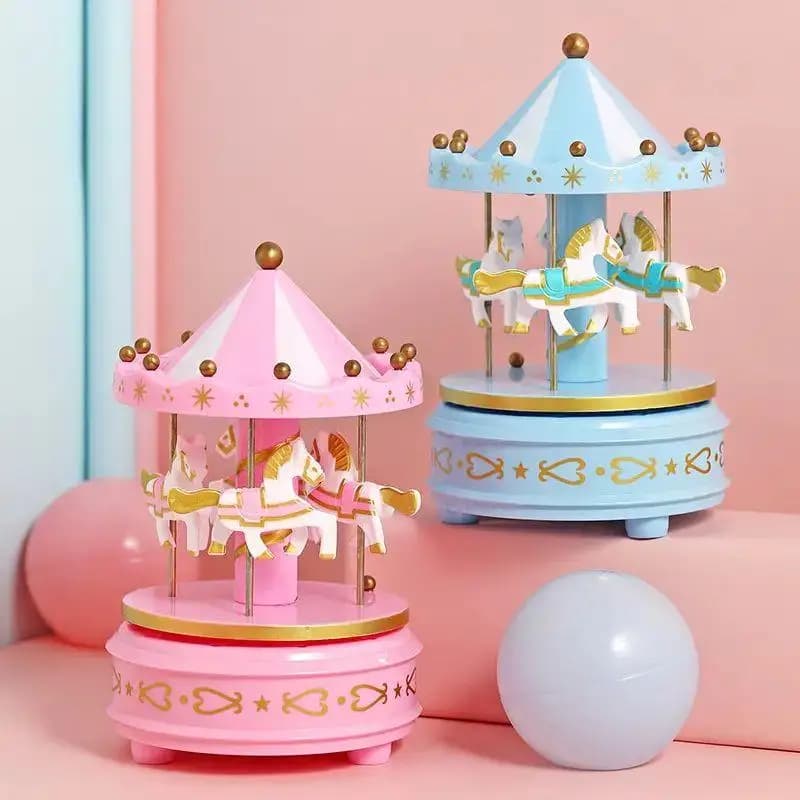 Carrousel de luxe, boîte à musique, 4 chevaux, Rotation rotative, jouets romantiques de luxe, travail manuel, boîte à musique, cadeaux, 1 pièce