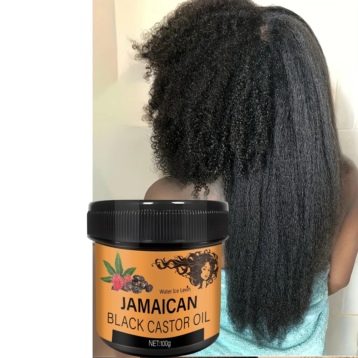 Huile de ricin noire jamaïcain 100g, cire capillaire hydratante, amélioration de la qualité des cheveux, améliore la sécheresse et la pellicule, adaptée à tous les types de cheveux, adaptée aux hommes