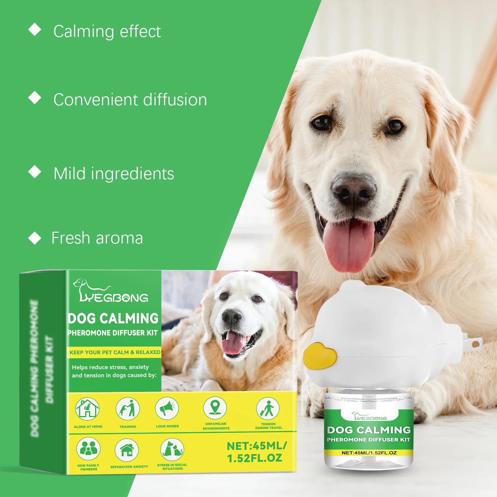 Kit diffuseur apaisant pour chien – Pour soulager l'anxiété des animaux de compagnie et soulager le stress dans les nouveaux environnements de maison