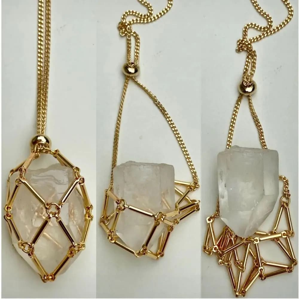 Porte-Documents en Argent et Or, Collier en Clip, Filet en Métal, Porte-Pierre, Bijoux, Cadeau, JOPresidence