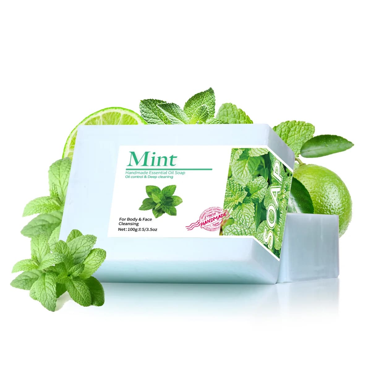 Savon nettoyant aux huiles essentielles de menthe, savon fait main pour le nettoyage, savon aux huiles essentielles végétales biologiques naturelles, savon de bain