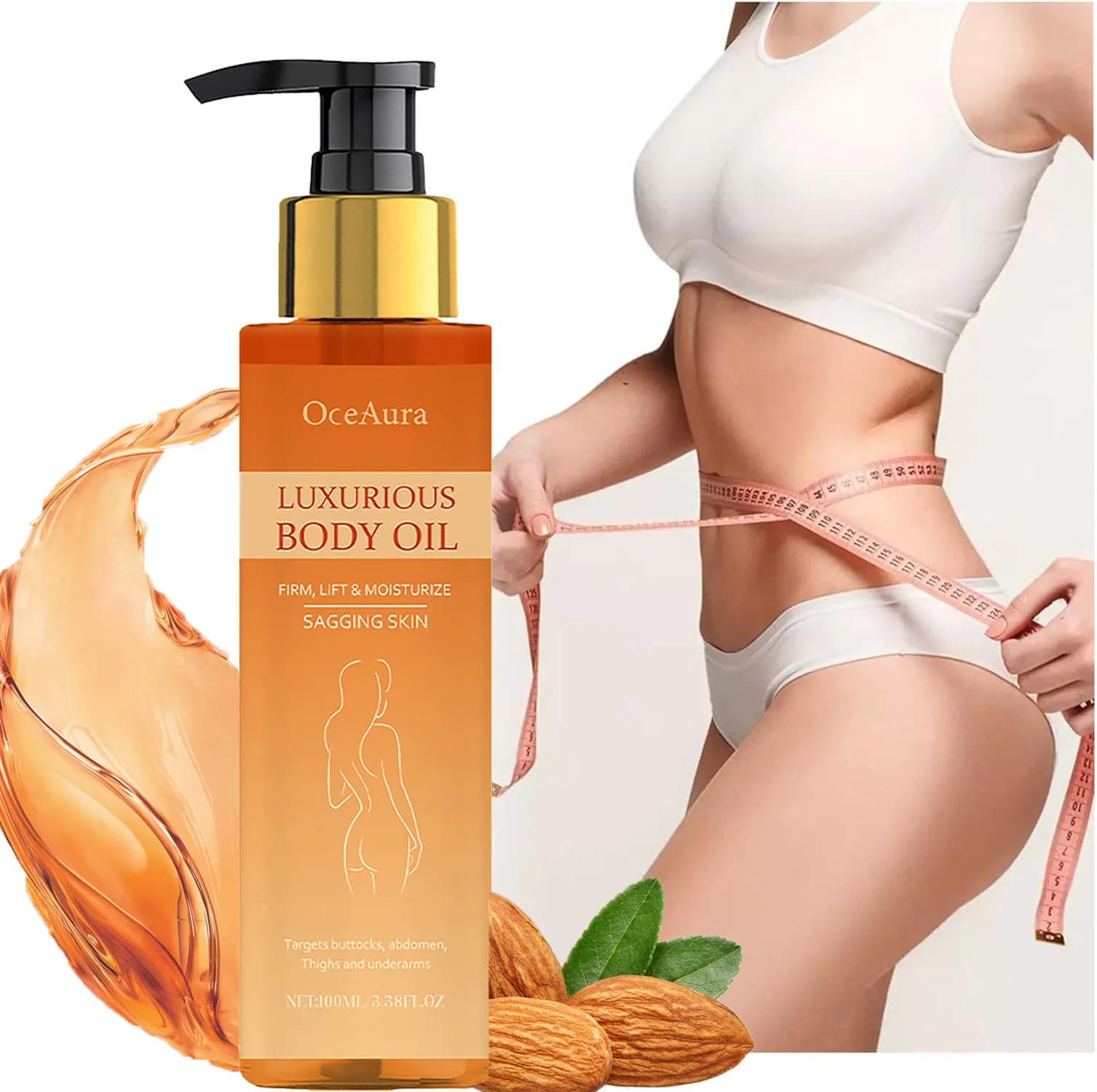 Huile corporelle Lifting et raffermissante, raffermit la peau affaissée, hydratant en profondeur, peau sèche, réparatrice, adoucit, magique, huile nourrissante de luxe, 100ml