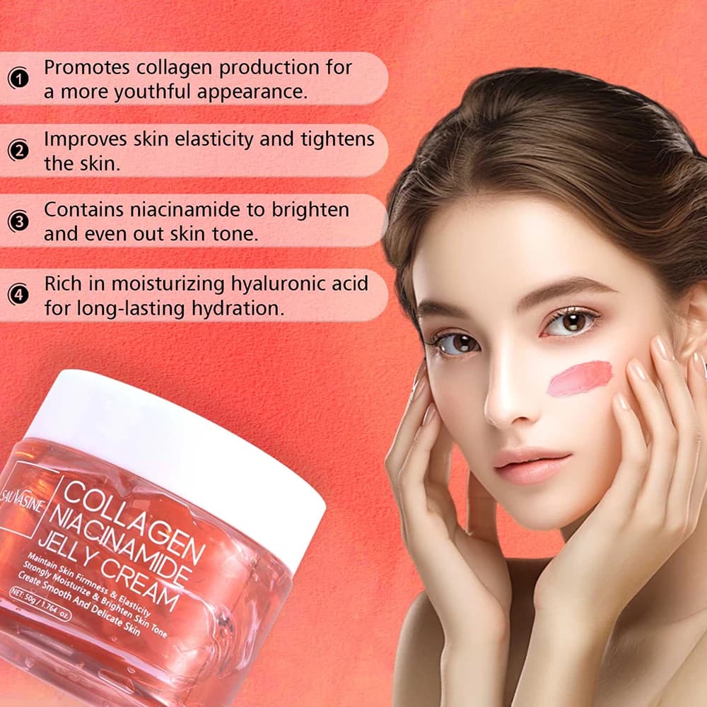 Crème à la gelée de collagène, Niacinamide et collagène hydrolysé, renforce la barrière cutanée, hydratant durable, soins pour le visage
