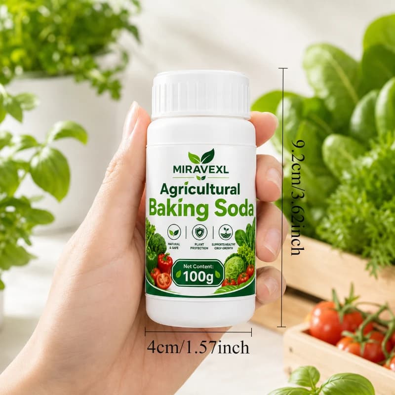 MIRAVEXL Bicarbonate de soude agricole 100g – Poudre dilutable dans l'eau pour l'entretien des plantes, pour usage domestique et jardin, plantes en pot, pelle incluse
