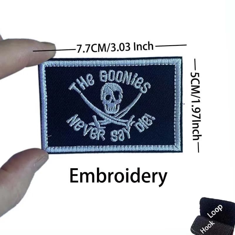 "Never Say Die","Memento Mori" patchs tissu Applique crâne broderie moral Badge, emblème tactique militaire autocollant de sac à dos