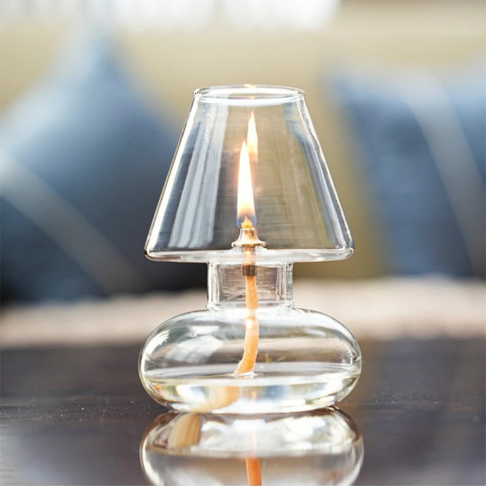 Lampe à huile en verre de Style nordique, bougeoir décoratif de Style européen pour la maison, ornement avec abat-jour, lampe à huile coupe-vent et croustillante
