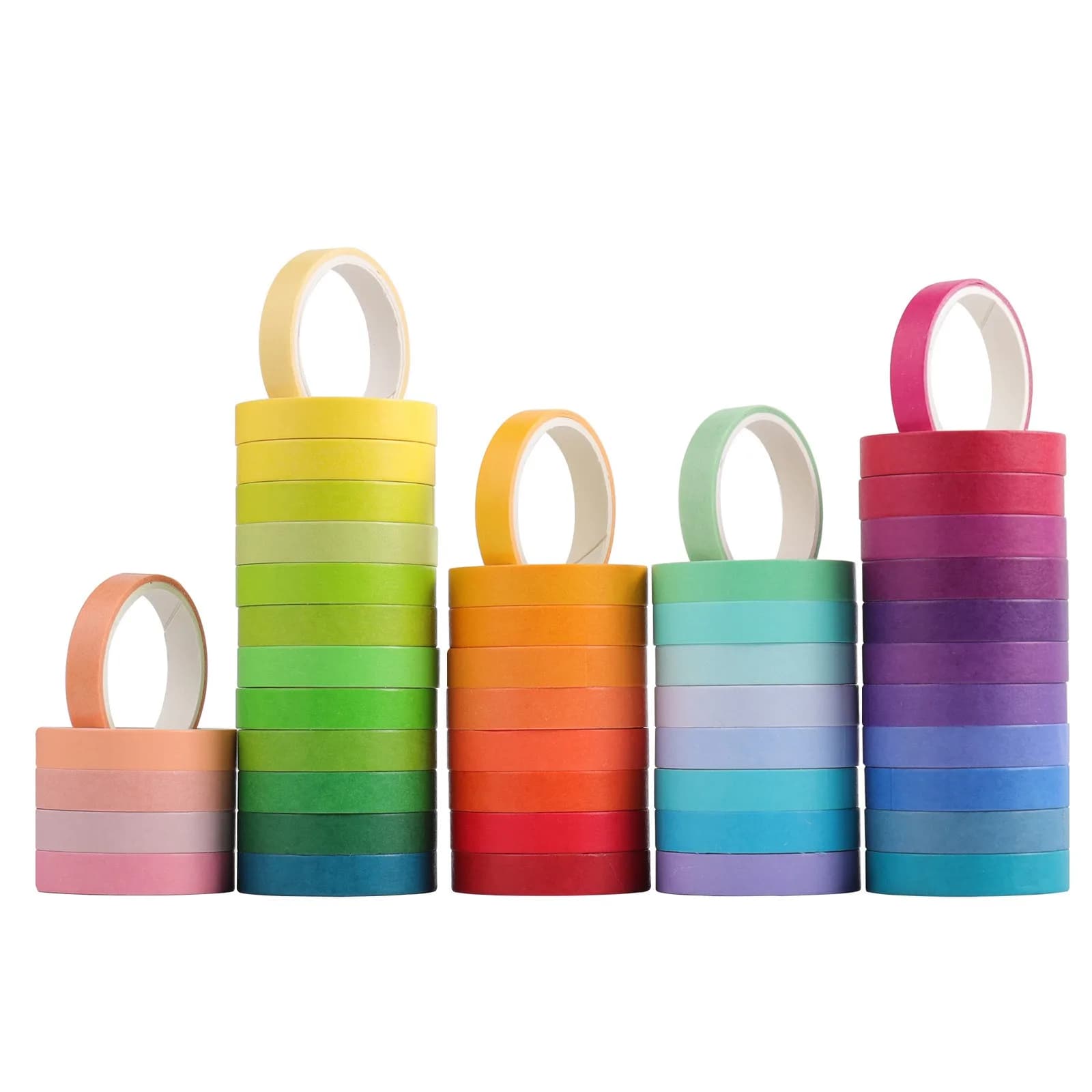 48 rouleaux de ruban adhésif Washi, ruban de masquage de 8 mm de large, couleur unie arc-en-ciel, décoratif pour journal intime, Scrapbooking, fournitures scolaires et de bureau