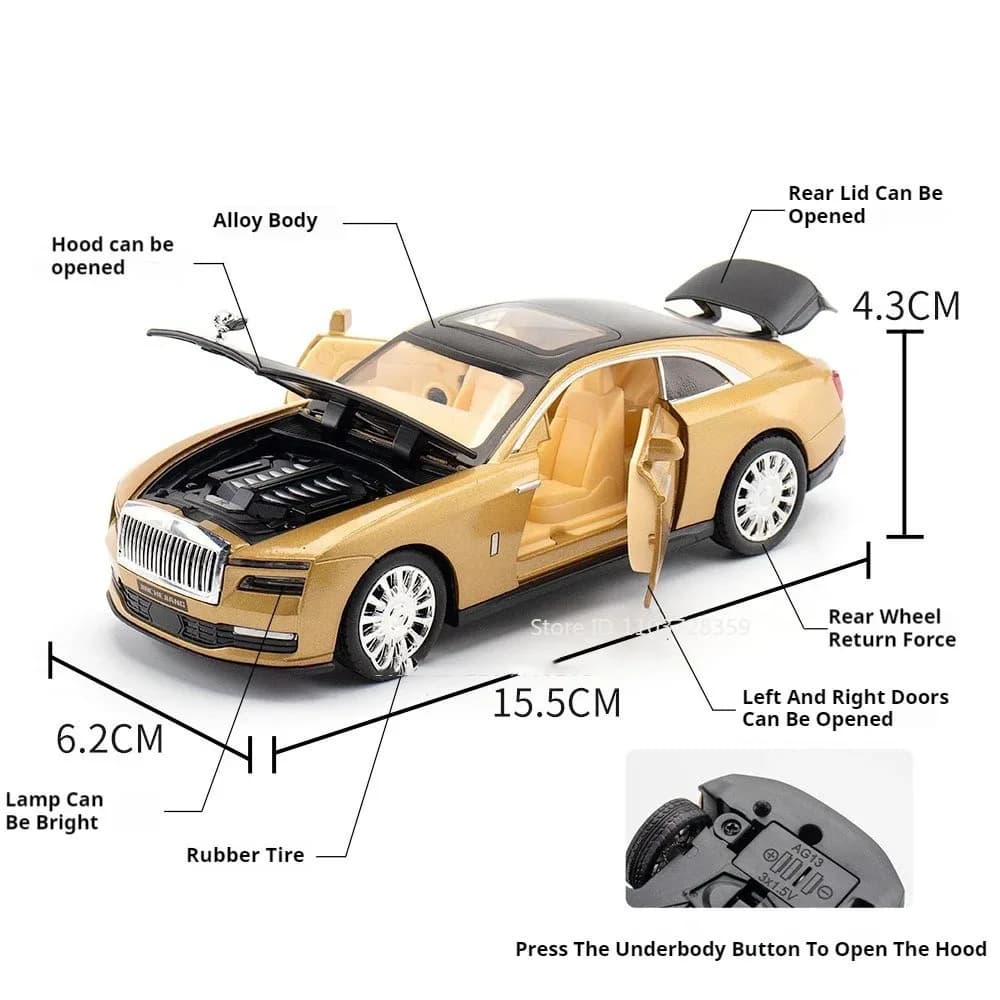 1:32 Rolls-royce Mansory Wraith jouet modèle voitures alliage moulé sous pression Spectre véhicules son lumière portes ouvertes retirer pour garçons cadeaux