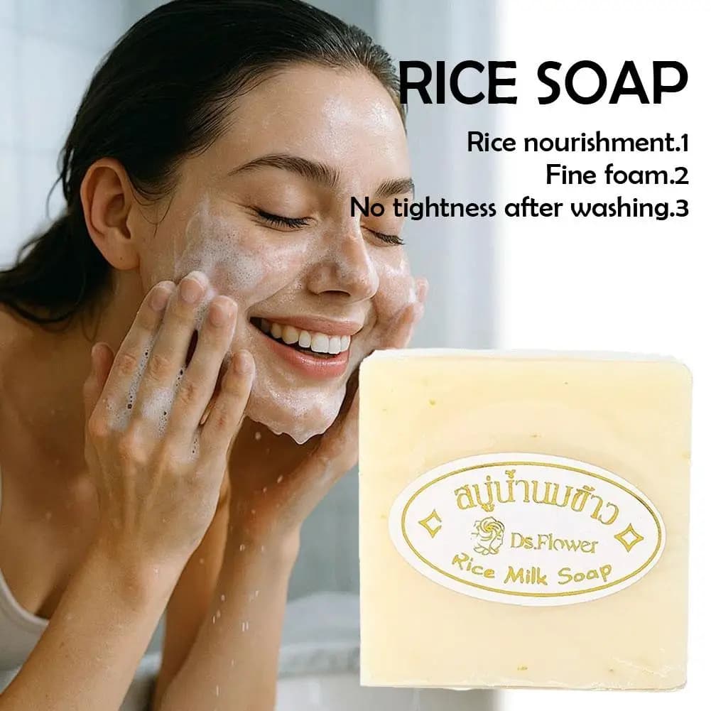 Savon au Lait de Riz Original en Gros, Savon Artisanal au Lait de Riz Hydratant et Contrôle du Sébum pour le Corps et le Visage, 1/2/3 PIÈCES