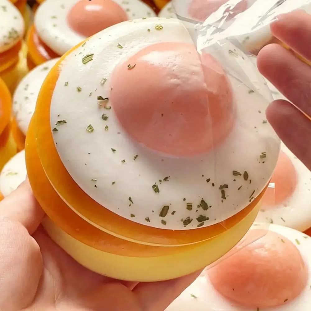 Jouet sensoriel souple et réaliste en forme d'œuf frit, anti-stress pour TDAH, décoration amusante