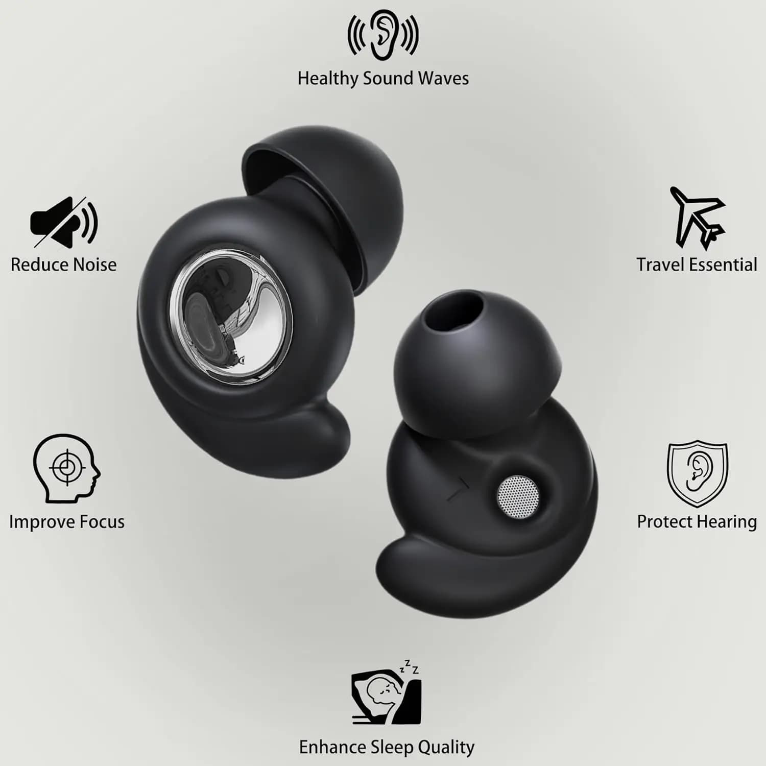 Bouchons d'oreille en Silicone Eayburst pour dormir Bouchons d'oreilles réutilisables ultra confortables avec bouchon d'oreille de protection auditive antibruit