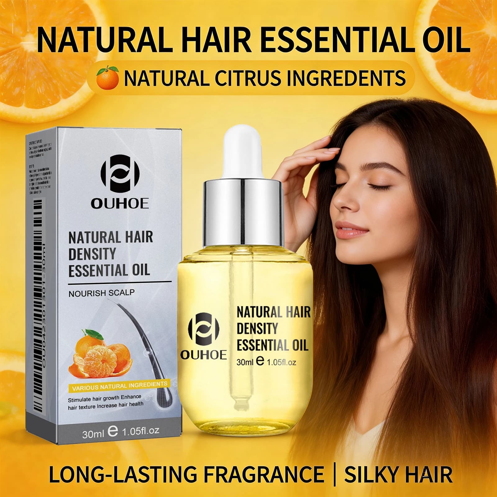 Huile essentielle pour cheveux aux agrumes, anti-chute, réduit la casse, renforce les racines des cheveux, nourrit le cuir chevelu, huile de soin des cheveux pour cheveux secs, 30 ml