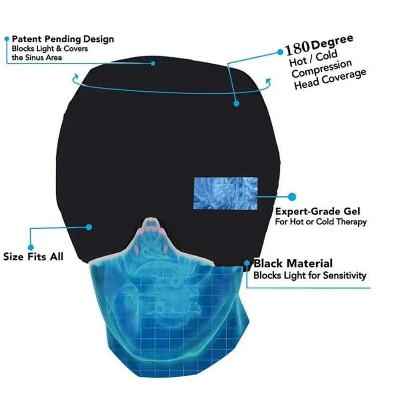 Pack d'enveloppement de tête de glace froide en Gel de Migraine, chapeau de soulagement des maux de tête, compresse, masque facial, outil de sommeil pour la Tension du Stress des Sinus