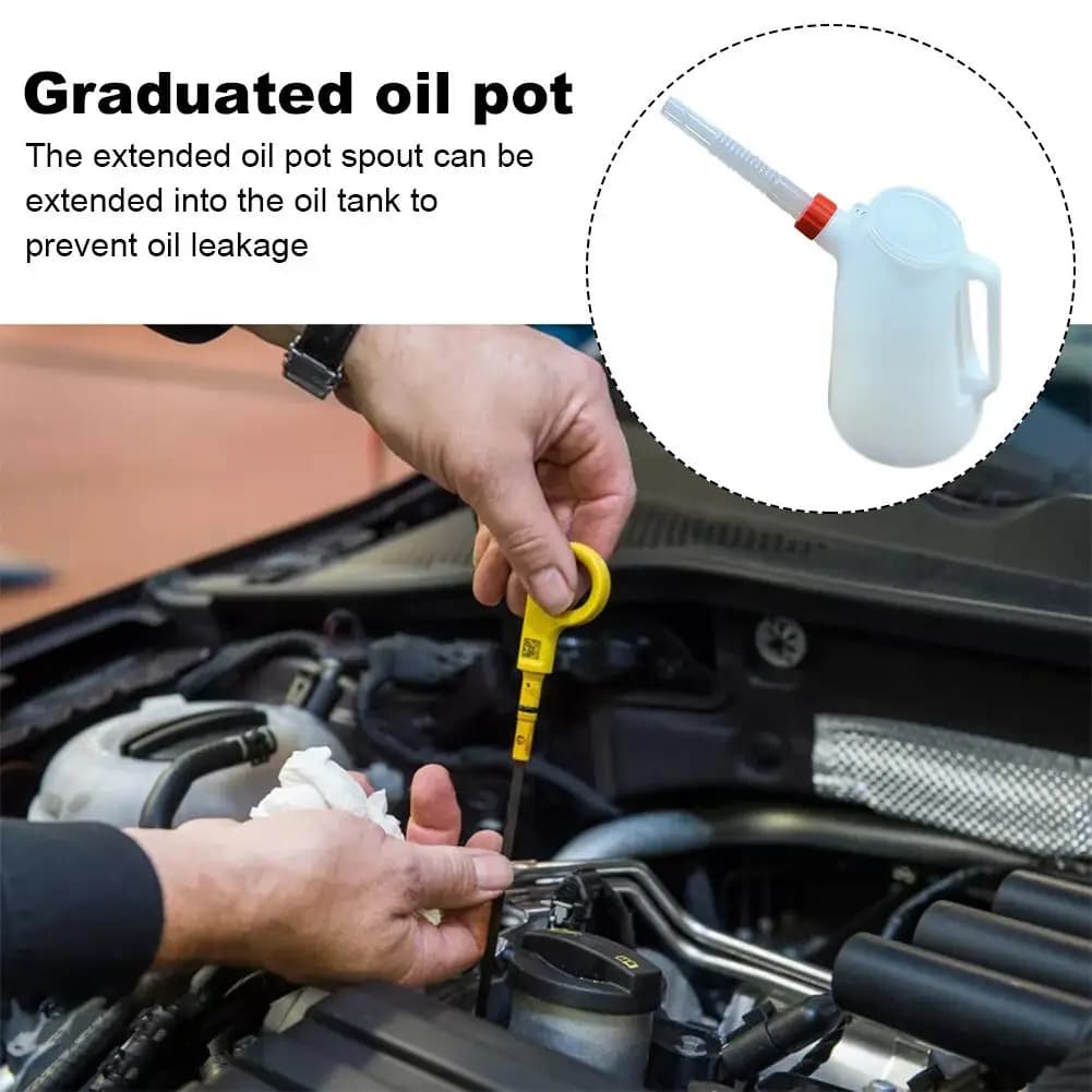 Pot à huile gradué 1 pièce, 1,2/2/3/4/5 litres, avec bec verseur, récipient à huile en plastique pour voiture et moto