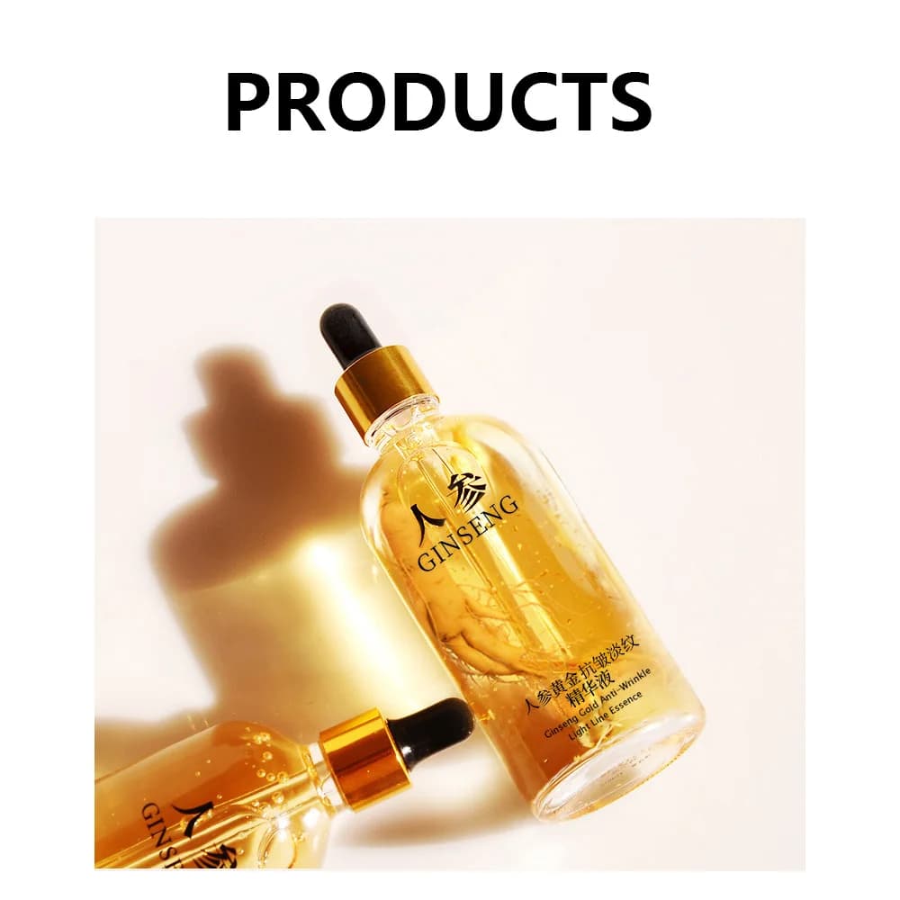 Essence de Ginseng polypeptide, huile essentielle Anti-âge, polypeptide doré, Anti-rides, resserre la peau ample, réduit les ridules