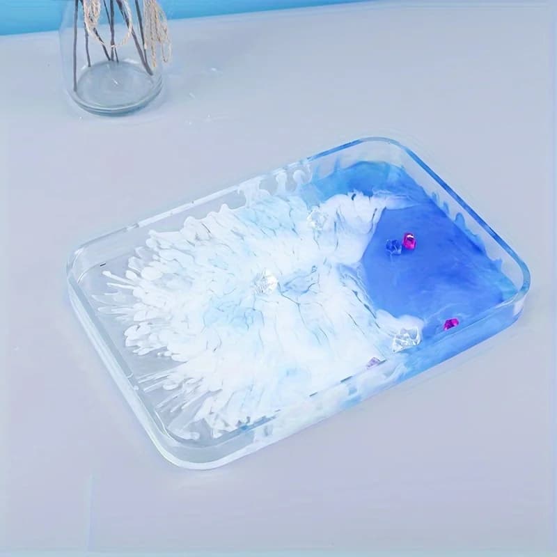 Nouveau design de moule en résine pour plateau rectangulaire, moules en silicone robustes avec bords, grands moules pour plateau à roulettes.