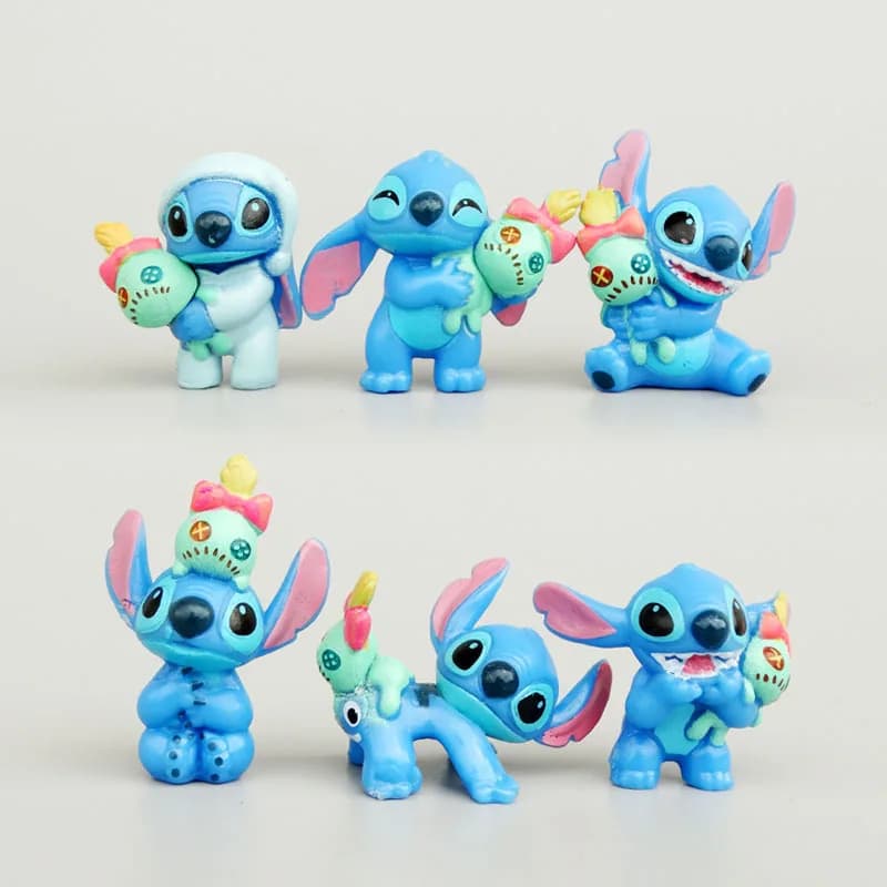 Figurines de dessin animé Lilo & Stitch, 6 pièces/12 pièces, collection de mini-modèles mignons, décoration de bureau ou de gâteau d'anniversaire, jouets pour enfants, cadeaux