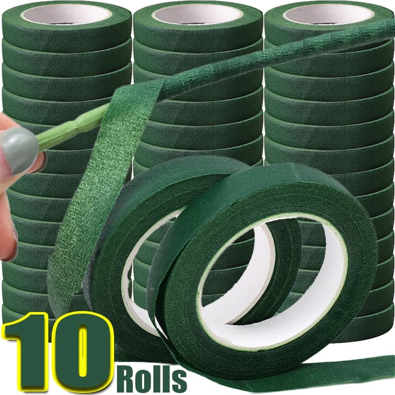 10/1 rouleaux de rubans floraux pour Bouquet vert, papier d'emballage auto-adhésif pour étamines, décor de fleurs pour bricolage, accessoires de fête de mariage pour fleuriste