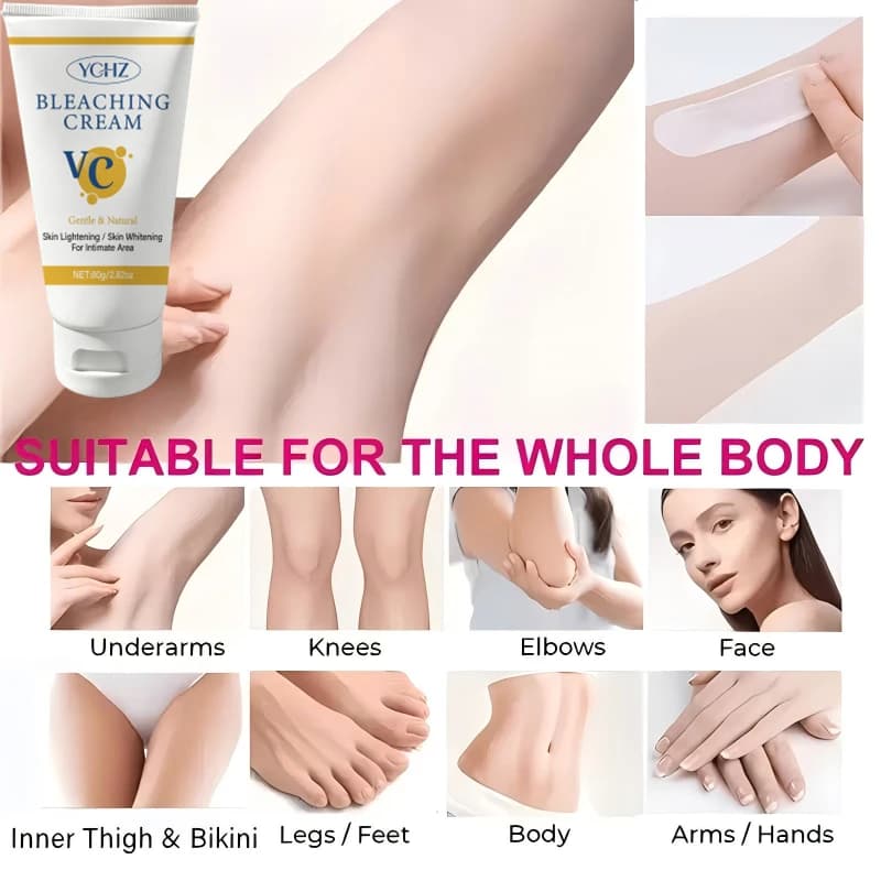Crème éclaircissante pour le visage, le corps et les zones intimes, adaptée aux zones privées, aux aisselles, aux genoux, aux coudes, aux cuisses intérieures, à la ligne du bikini, etc., crème éclairc
