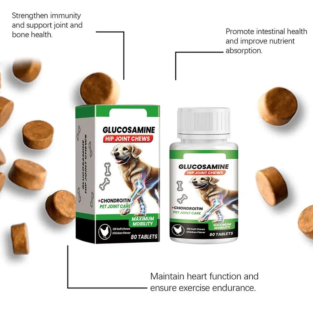 Compléments à mâcher pour chiens à base de glucosamine et chondroïtine – Soutien articulaire et de la mobilité pour