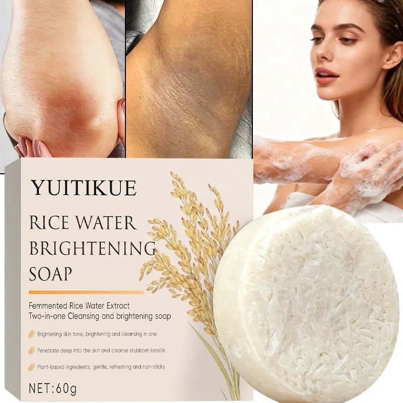 Savon éclaircissant à l'eau de riz 60g – Nettoyage en profondeur hydratant, sûr et doux pour peaux sensibles, pour le visage et tout le corps